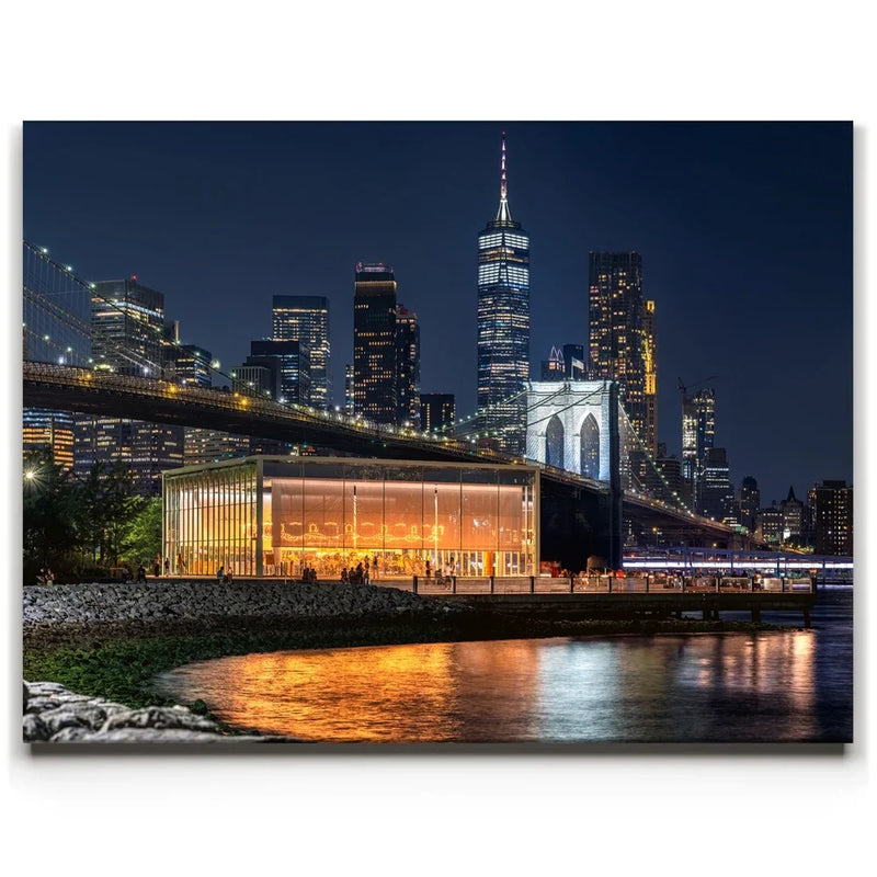 1 World Trade Center and Janes Crousel and Brooklyn Bridge