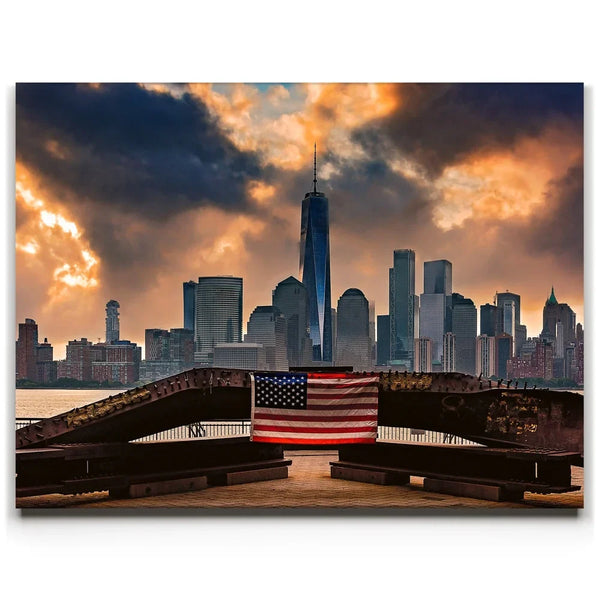 1 World Trade Center With Flag