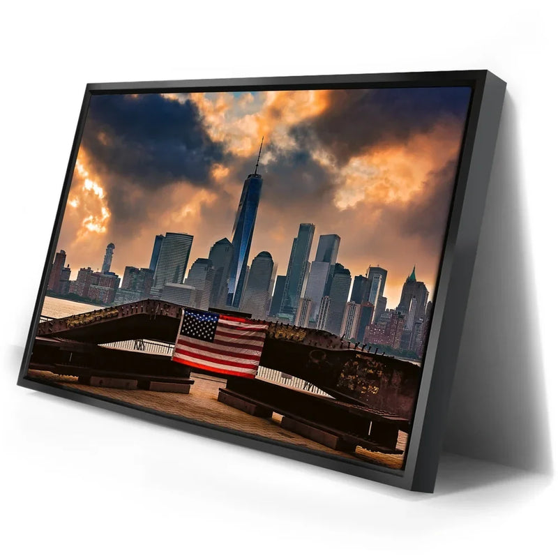 1 World Trade Center With Flag