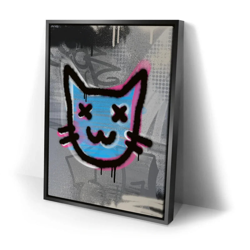 Abstract Blue Graffiti Cat