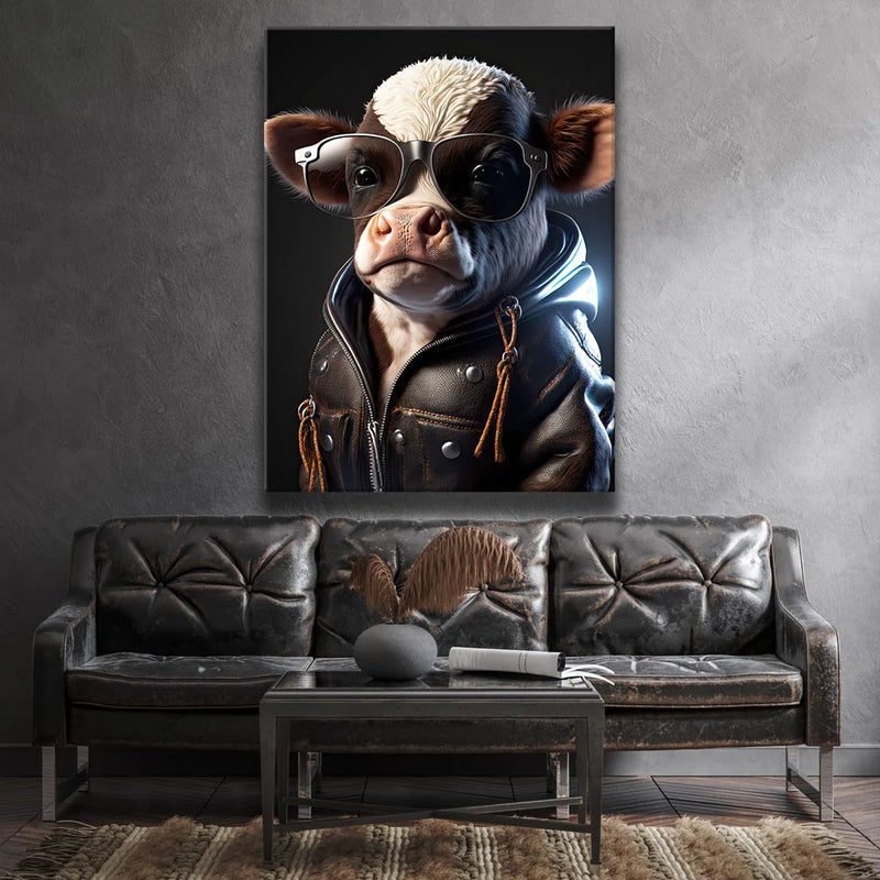 Baby Cow Wearing Leather