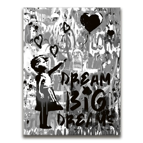 Dream Big Dreams - Banksy Warhol Mashup - Black & White