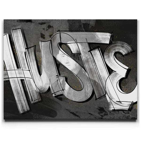 Hustle - Calligraphy - Black and White