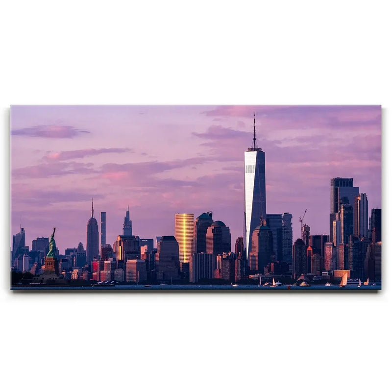 Lower Manhattan Panoramic View With Statue Of Liberty