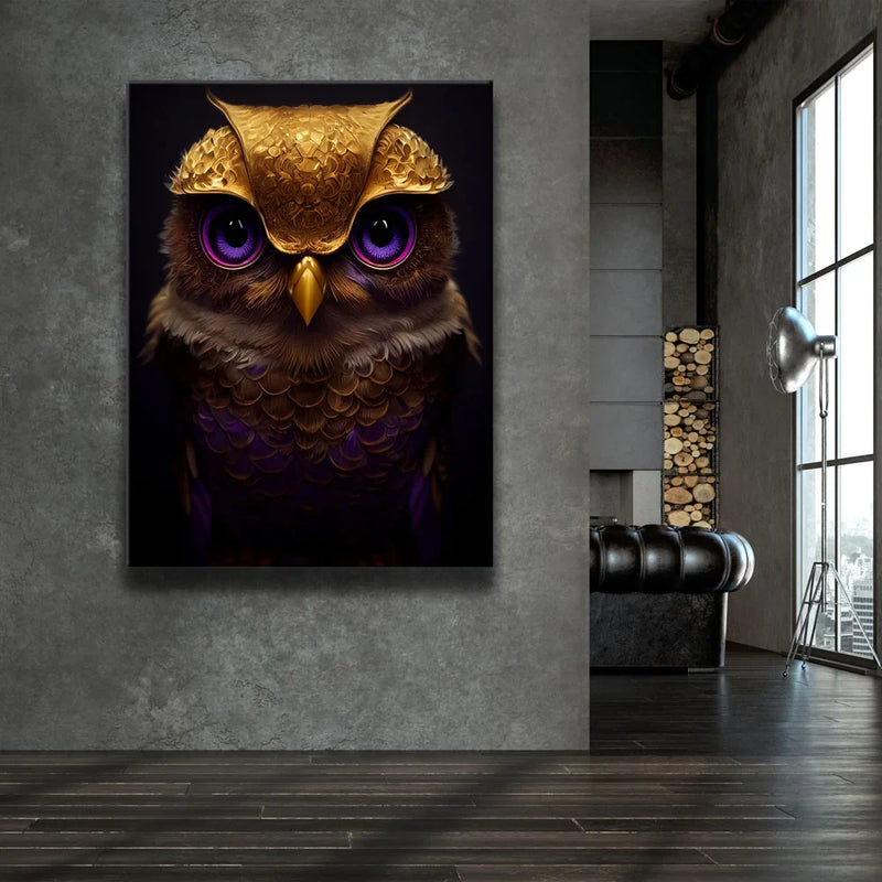 Magical Owl With Purple Eyes