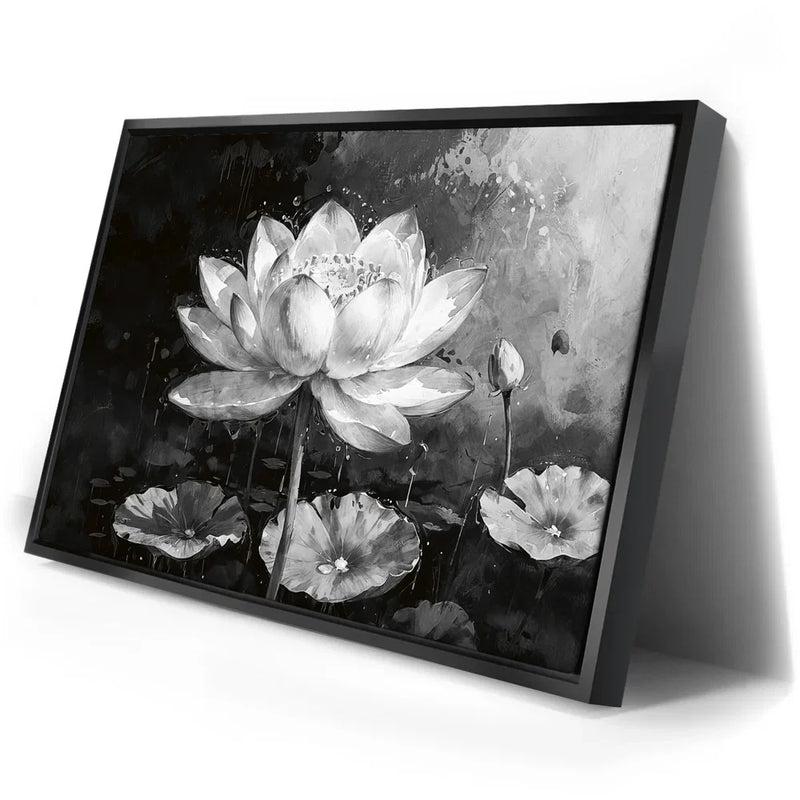 Peaceful Lotus Flower - Black and White