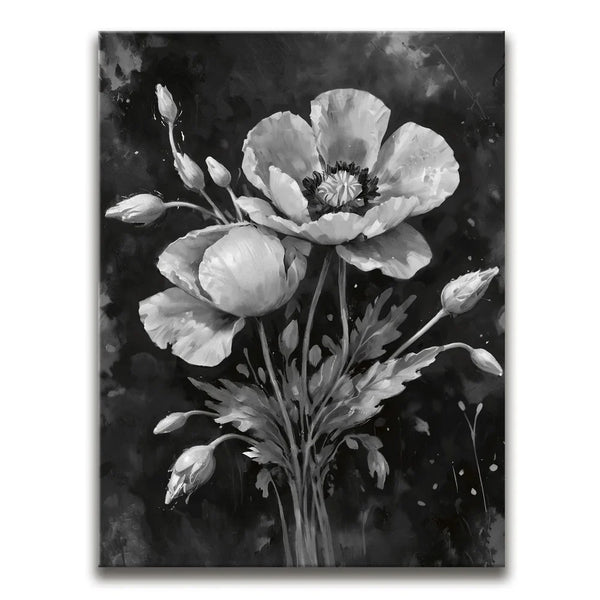 Poppy Flowers II - Black and White
