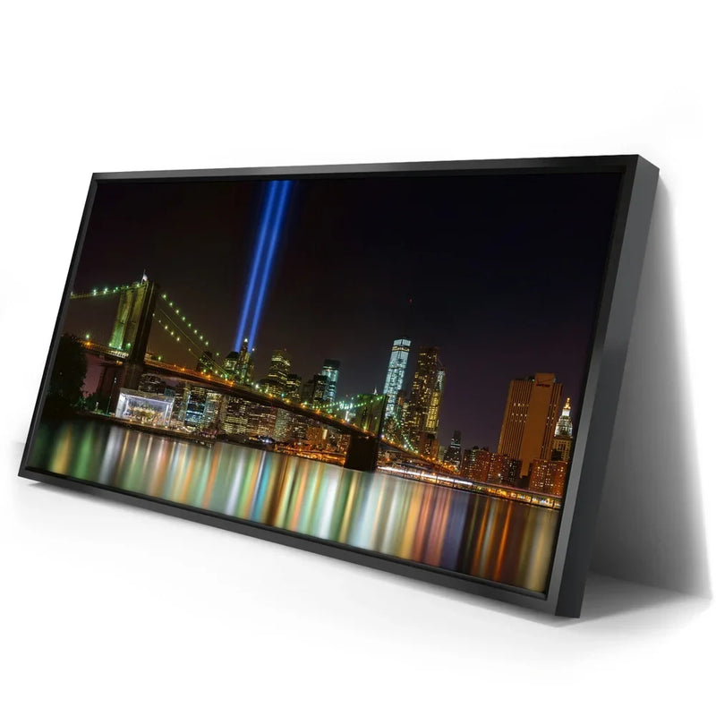 Tribute In Light And Brooklyn Bridge Panorama