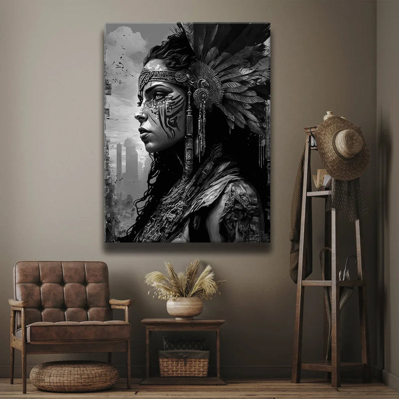 Warrior Pocahontas - Black and White