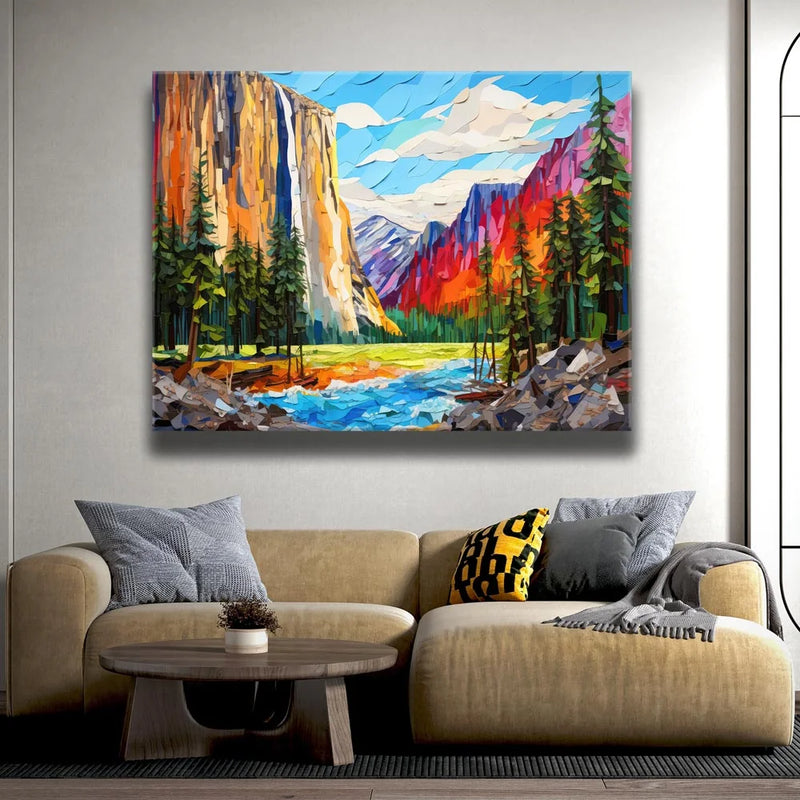 Yosemite Falls, Yosemite - Paper Design Style
